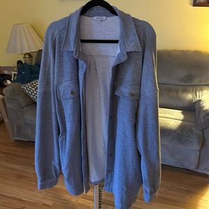 Blue long-sleeved over-sized shacket